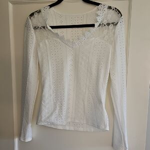 SHEIN White Lace Detail Blouse